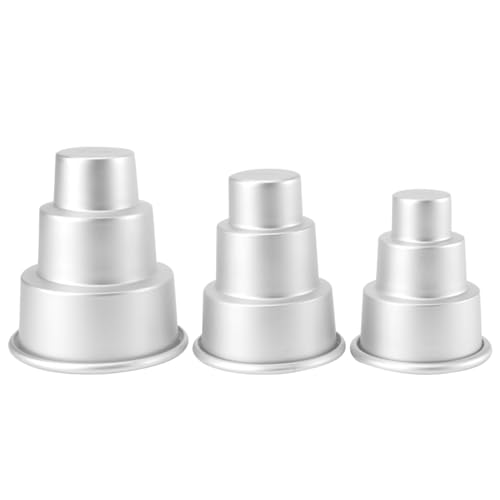 Ipetboom 3-Tier Round Cake Mold Set Small Medium Large Baking Pans for Homemade Cakes Cupcakes Puddings Ideal for Home and Professional Use