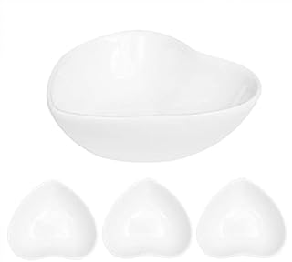 Albedel 3 pcs Heart Shaped Porcelain Soy Sauce Dish Ceramic Dip Dipping Bowls White for Dinner Baking BBQ and Cooking