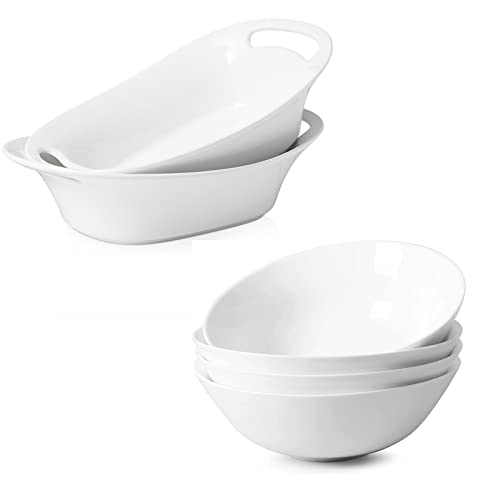 Dowan Large Serving Bowl With Handles & 32 Oz Ceramic Pasta Bowls #TOP17