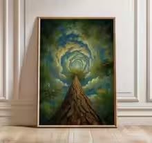 Affiche abstraite forêt estampe moderne nature déco murale chambre - 3