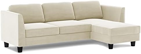 Mjkone Modern Convertible Sectional Couch with Ottoman, L Shaped Sleeper Sofa, 3-Seater Modular Sofa with Solid Wood Legs for Living Room, Beige