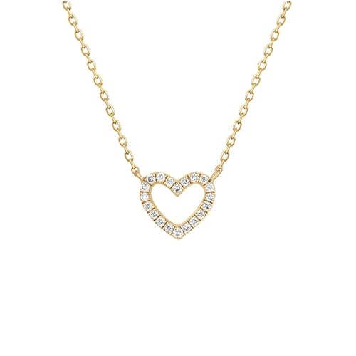 Vroxdrez Minuscolo Cz Cuore Collana, Ciondolo Oro Strass, Collana Cuore Vuoto con Diamanti Sintetici, Gioiello Elegante per Donna e Ragazza