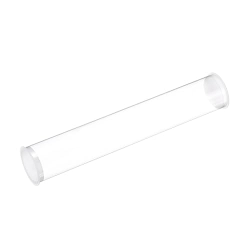 Rebower Plastic Pipe Rigid Polycarbonate Round Tube Clear(with White Rubber Caps), [for Lighting, Models, Water Plumbing] - 1.6x1.7"(41.6x43mm), 10"(254mm) Length/Transparent / 1 Pcs
