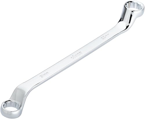 Llave de estrella ViGOR V7750-21X23, SW 21 x 23 mm, perfil hexagonal doble exterior, desviación de 15 grados, longitud 310 mm, cromada pulida, según DIN 838/ISO 10104