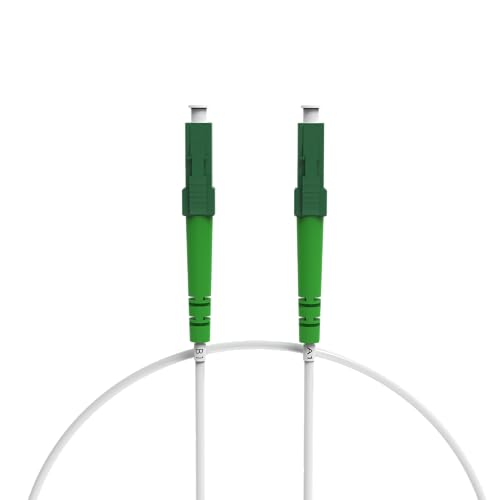 nexinex - 0,5m weißes Glasfaserkabel LC/APC auf LC/APC Patchkabel | Kompatibel mit Telekom, Vodafone, 1&1, Fritzbox, etc. | LWL Simplex Singlemode OS2 FTTH Glasfaser Lichtwellenleiter Kabel