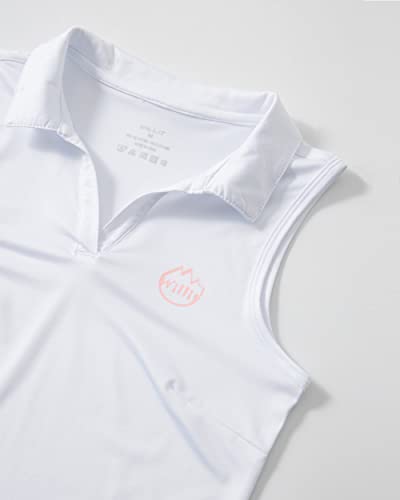 Willit Girls' Sleeveless Polo Shirts Golf Tennis Polo Lightweight Shirts Quick Dry White M #TOP3