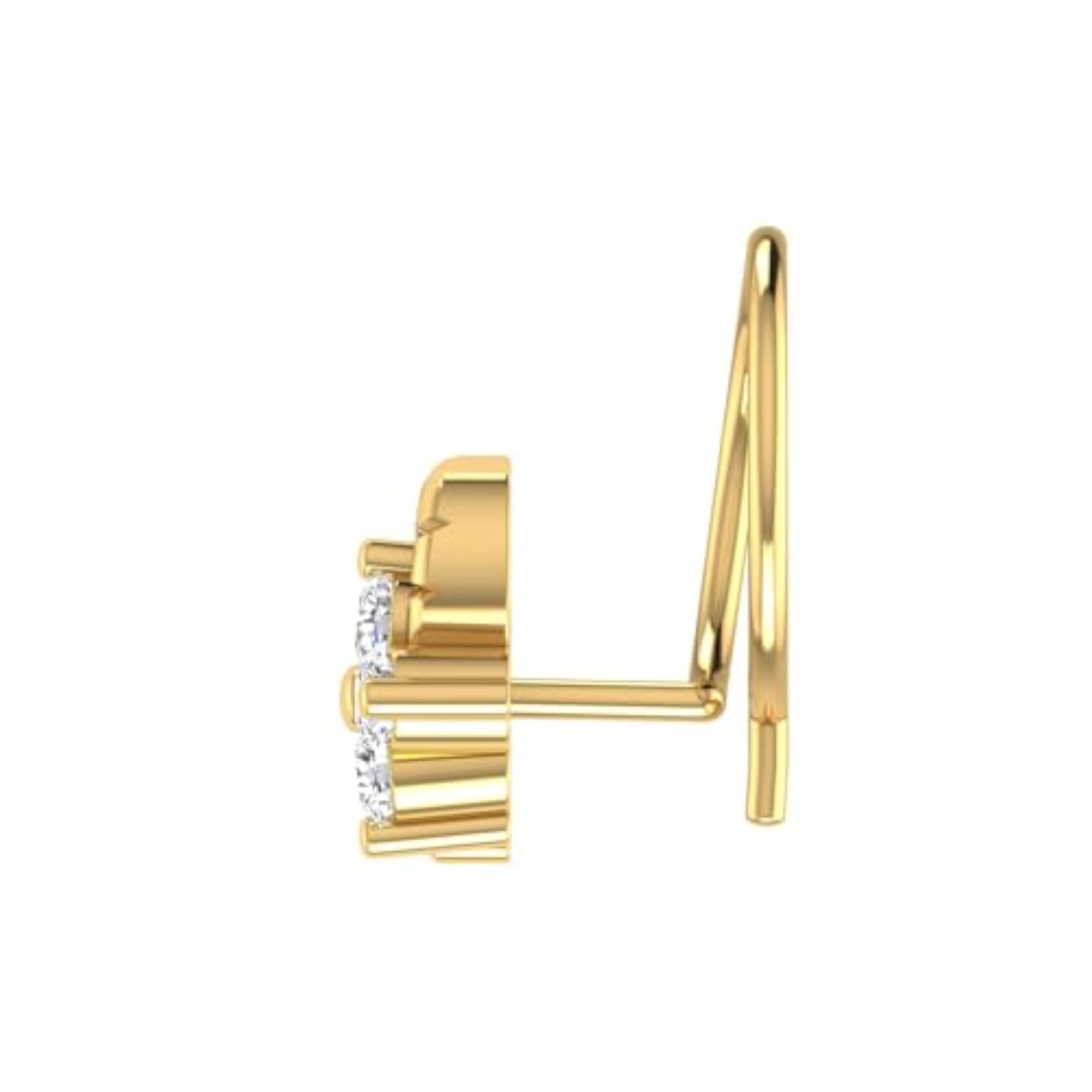 Women's 9K Hallmarked Yellow Gold Stud Nose Ring, Elegant Design