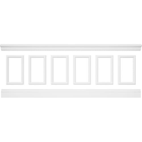 WPKUSQ101P036 94 1/2"L (Adjustable 36"H to 40"H) Ashford Square Panel Traditional Wainscot Paneling Kit