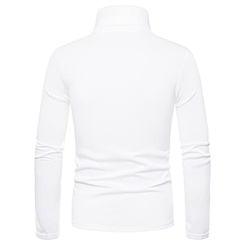 JEsilunmaMY Men's Turtleneck Sweatshirt Long Sleeve Fleece Casual Pullover Tops Solid Color Slimming Knitted Basic T-Shirt3
