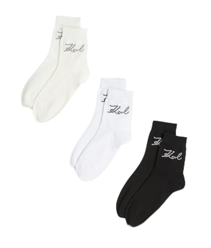 KARL LAGERFELD Damen K/Signature Logo Sock (3 Pack) Schwarz/Weiß/Cannoli 39-42