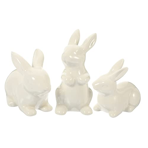 Jouet lapin miniature en céramique blanche FCXDMY, le cadeau de Pâques idéal