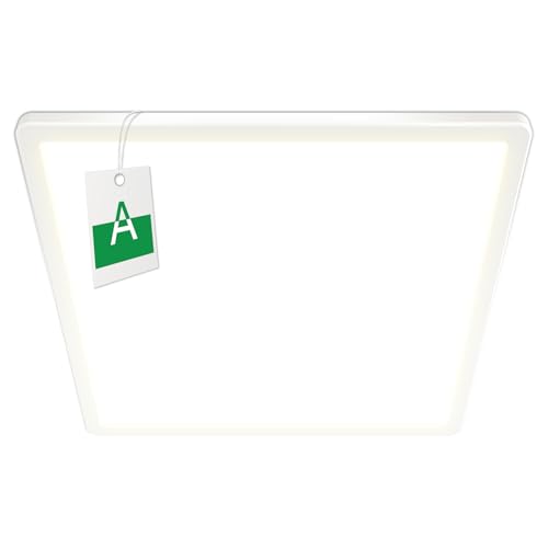Bzavor LED Deckenlampe Effizienzklasse A 210lm/w 4000K 11W 2600lm,Quadrat Ø30cm LED Deckenleuchte Flach IP54 Wasserfest Lampe Panel für Küche Wohnzimmer Badezimmer Flur Schlafzimmer, Weiß, Ultra Dünn
