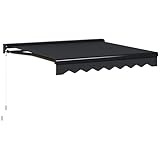 Outsunny 2.5 x 2m Electric Awning with LED Light and Remote Controller, Aluminium Frame Retractable Awning Half Cassette Sun Canopies for Garden Patio Deck Door Window - Image 1