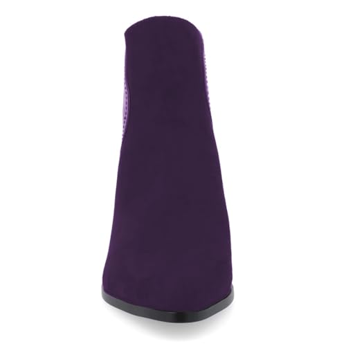 Milooey shoes Women's Pointed Toe Heeled Ankle Boots Fashion Chunky Block Low Heel Short Booties Patchwork Back Zipper Warm Fall Dress Shoes Size 4-16 Us4