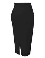 Tapata Damen Bleistiftrock Midi Kurz Hohe Taille Stretch Figurbetont Rock Business mit Schlitz Bleistift Rock Knielänge, Black, XX-Large – Ansicht 4