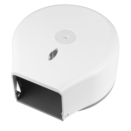 DECHOUS Dispensador de Papel Higiénico Redondo Montado Pared Caja para Grandes con Cerradura y Ventana Indicadora Resistente al Agua para Baños Hoteles y Oficinas Blanco