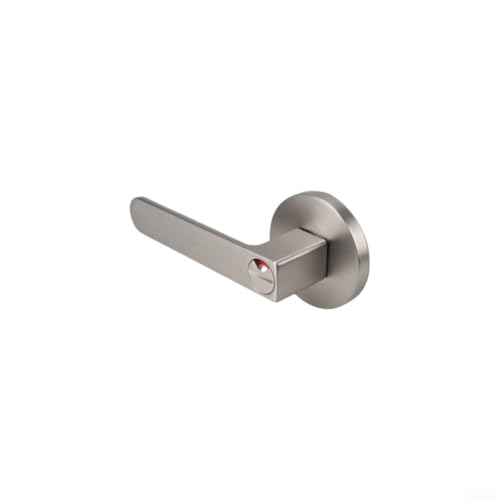 Jonikuper Cerradura de puerta de baño con indicador de ocupación rojo y verde, manija de puerta de baño, cerradura de manija de lengüeta única, fácil instalación (plateado)