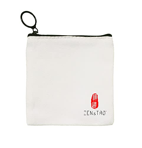 Zen&TAO Zen Style Small Canvas Mobile Phone Coin Money Accessories Purse Holder Wallet Pouch Purses Zip Bag for Women Men Kids (White)