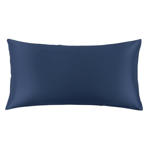 Image of THXSILK Set of 2 100% Mulberry Silk Pillowcase for Hair and Skin, Grade 6A+ Mulberry Silk Pillow Cases 22 Momme, Hypoallergenic Pillow Case Cover with Zipper (California King 20 inchx40 inch, Navy Blue)