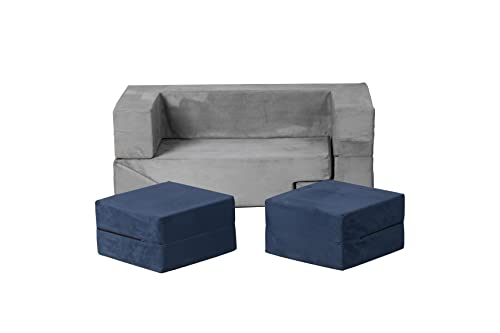Moozhealth Modular Kids Couch,Toddlers Convertible Play Couch Sofa And Imaginative Furniture Foldable Floor Cushion With 2 Ottomans Play Set For Creative Boys & Girls For Playroom Bedroom #TOP7