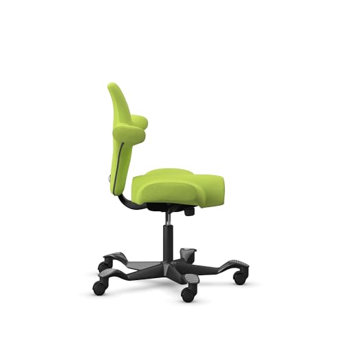 Image of HAG Capisco Adjustable Sit to Stand Desk Chair - Black Frame - Green Polyester Seat