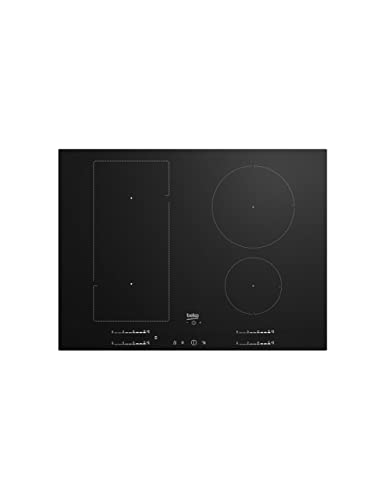 Beko HII74700UF 70cm Induction Hob 4 Burners 1 Section Indyflex 9 Cooking Levels Black Glass...