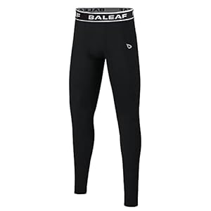 BALEAF Youth Boys’ Compression Pants Base Layer Leggings Running Basketball Baseball Soccer Tights Black Size M