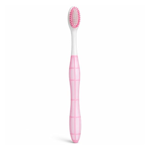 Soft Manual Toothbrush for Daily Teeth Cleaning | Extra Gentle Bristles with Comfort Grip Handle | Single Pack (Pink)