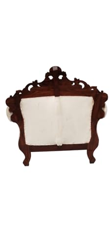Image of Wooden 5 Seater Sofa Set | 3 +1 + 1 Solid Wood Hand-Carved White Heavy Sofa | Traditional Design Furniture for Living Room | Home | Office