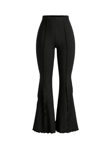 Verdusa Bell Bottom Leggings for Women Flare Y2K Pants High Rise Long Trousers