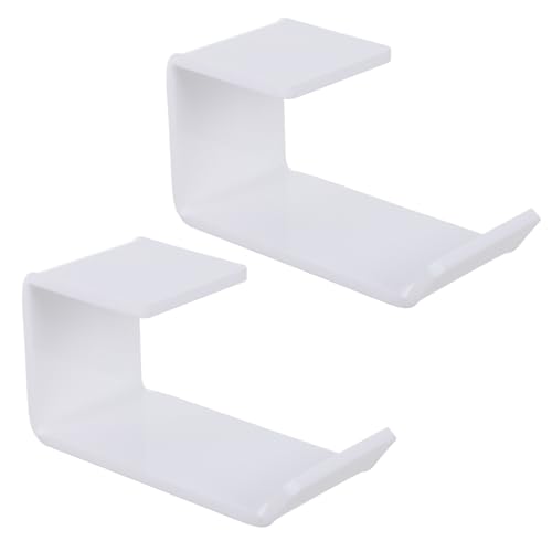 VICASKY 2 piezas soporte para auriculares acrílico blanco y gancho adhesivo para escritorio para almacenamiento y gestión de cables en oficina y hogar miniatura 1