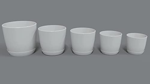 Utopia Home 5er-Pack Blumentopf 18/17/15/13/12 cm Übertopf mit Untertasse Für Küche, Balkon Blumentöpfe mit Untertasse Gartenpflanzen, Baumschule Blumentopf für Zimmerpflanzen Gelb.