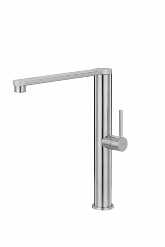 Edel & Bach Grifo de cocina de acero inoxidable con cerradura, alcachofa giratoria 360°, con superficie cepillada