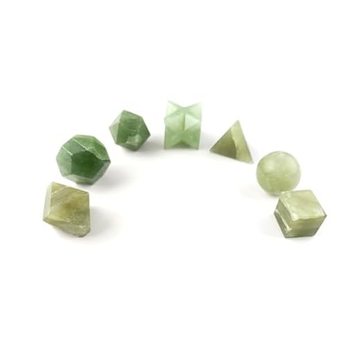 Jet International Dam Wow A++ Grön Aventurin 7 stenar Helig Geometri Set Ädelsten Platonisk Solid Högsta Kvalitet Merkaba Star med sammetspåse Attraktiv rengöring liv Vitalitet Helande