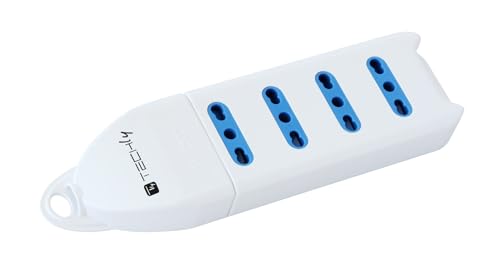 Techly 021642 Multipresa 4 Posti Italiana Bipasso Senza Cavo Bianco Bianco