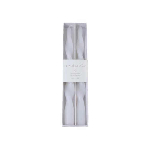 TaZodax Lumière Twist Formal Taper Candles 10" Set of 2 (White) by Zodax - Image 2