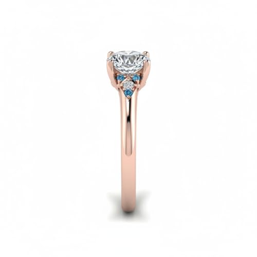 Image of Choose Your Gemstone Petite Dome Engagement Ring Rose Gold Plated Round Shape Petite Engagement Rings Everyday Jewelry Wedding Jewelry Handmade Gifts for Wife US Size 4 to 12