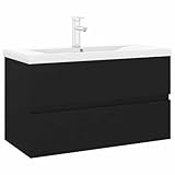 vidaXL Mueble con Lavabo Armario Tocado Fregadero Aseo Cuarto de Baño Inodoro Ducha Bañero Mobiliario Robusto Estable Negro Brillante Contrachapada