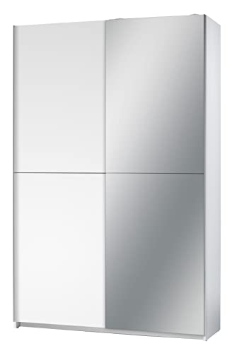 AVANTI TRENDSTORE Armadio con ante scorrevoli in legno laminato, 2 ante, di queste 1 in legno / 1 specchiata. Disponibile in 2 colorazioni diverse. Dimensioni LAP 125x195,5x38 cm