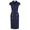 GRACE KARIN Women Work Bodycon Dresses 2026,Business Office Midi Cap Sleeve Button Pencil Formal Outfits with Pockets