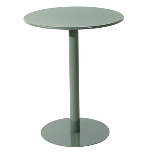 Mesa auxiliar redonda verde de metal de 60x60x71 cm para cafe de patio y sala de estar 2