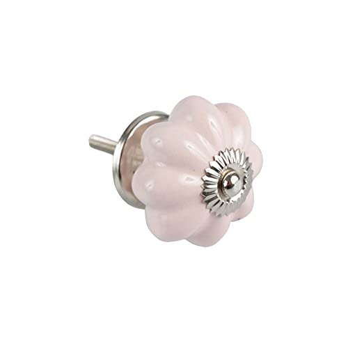 Puxador Cerâmica Formato Abóbora para Móveis Rosa 45mm