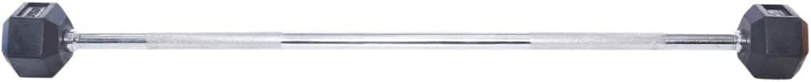 TA Sport Rubber Hex Barbell with Straight Bar, 10 kg, Silver/Black