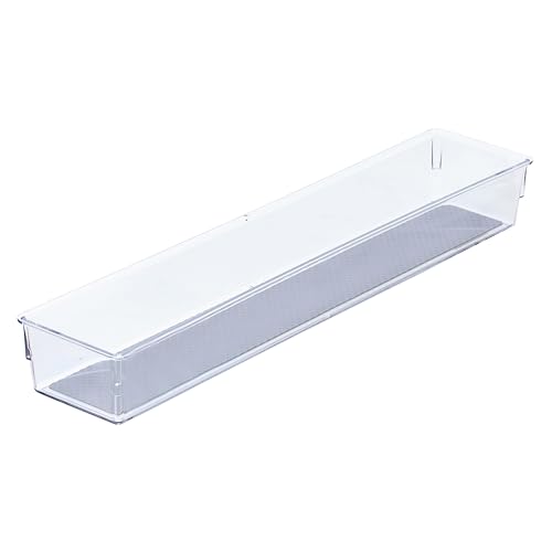 Glad Drawer Organizer Bin, 15x3 - Heavy Duty Clear Plastic Storage Tray for Junk Drawers, Kitchen Utensils, Bathroom Vanity, and Organizing Pantry - BPA Free, Food Safe, Non Slip