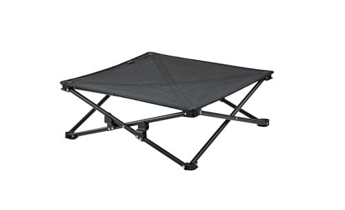 KingCamp Erhöhtes Hundebett Hundeliege Outdoor Haustierbett Haustierliege Atmungsaktivem Mesh & Wildledermatte & Rutschfesten Füßen für Reisen Garten Outdoor Indoor, Schwarz 57 x 57 x 23 cm