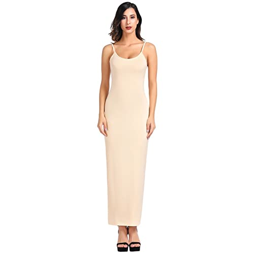 Kate Kasin Women Nude Long Slip Full Slips Basic Cami Maxi Under Dress Nude 2XL - Thumbnail 6