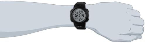 PASOY Unisex Simple Outdoor Sports Watch Big Dial Digital Light Swim Waterproof Rubber Band Alarm Black LED Watches for Mens and Women 50MM - 5