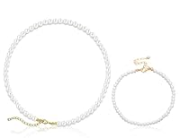 ZoeTekway Verlängerte Perlenkette Damen Perlen Ketten necklace Imitationsperlenkette Mit Perlenarmband Kostümzubehör Muttertagsgeschenk für Frauen, Mutter(Necklace + bracelet)