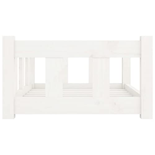 Homiuse Hundebett Weiß aus Massivholz Kiefer 65,5x50,5x28 cm - Katzenkorb Mit Stützenden Seitenwänden für Große und Mittelgroße Hunde