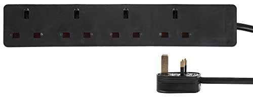 PRO ELEC PELB1994 Mains Extension Lead, 4 Gang, 7.5m, Black